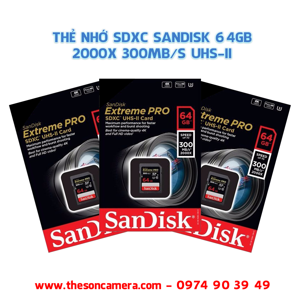 Thẻ nhớ Sandisk Extreme Pro 64G 300MB/s